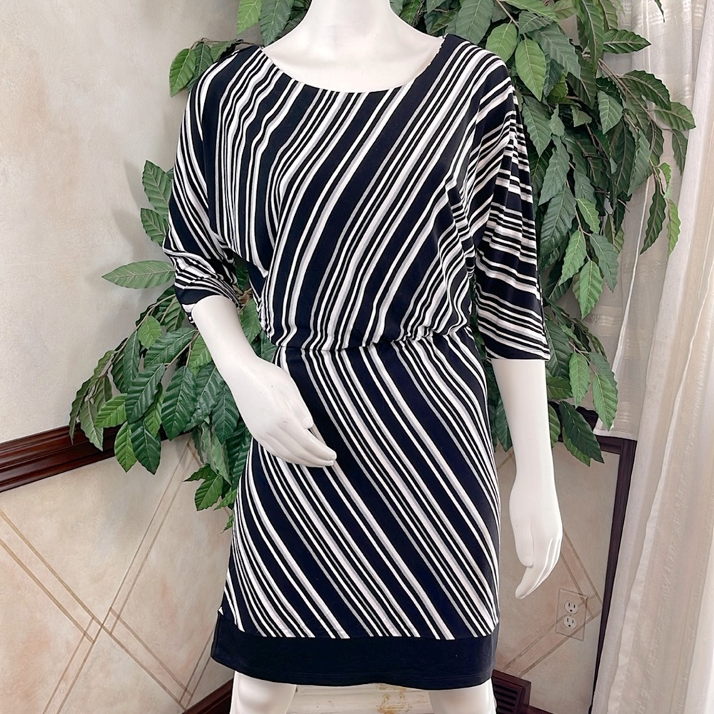 WHBM STRIPED BLOUSON DRESS